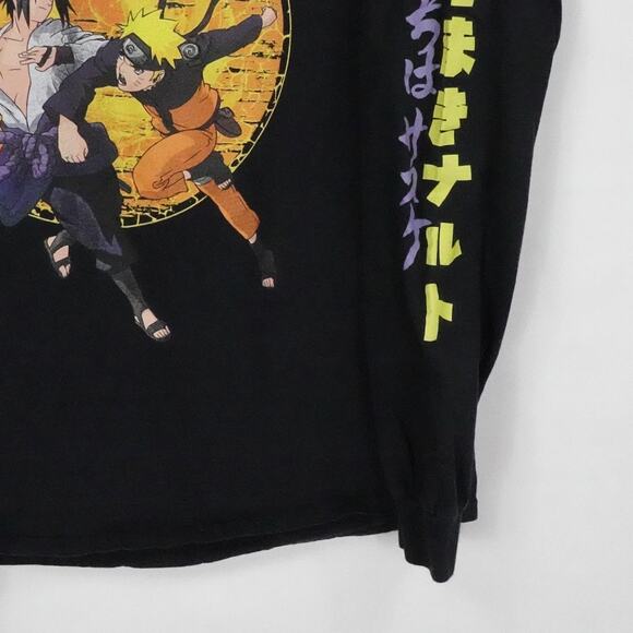 Naruto Shippuden Shirt Mens Large Black Long Sleeve Anime Sasuke Graphic Tee - Picture 6 of 14